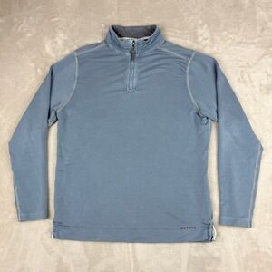 True Grit Dry Goods Sweater Men L Steel Blue 1/4 Zip Mid Layer Pullover Golf